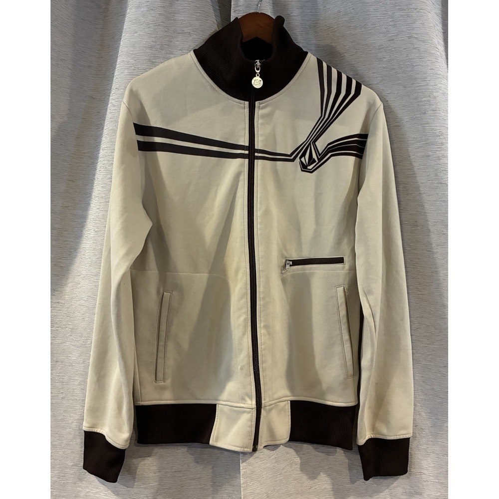 Volcum Y2K Zip Up Jacket Grunge Size‎ Medium 2 Tone Brown And Tan